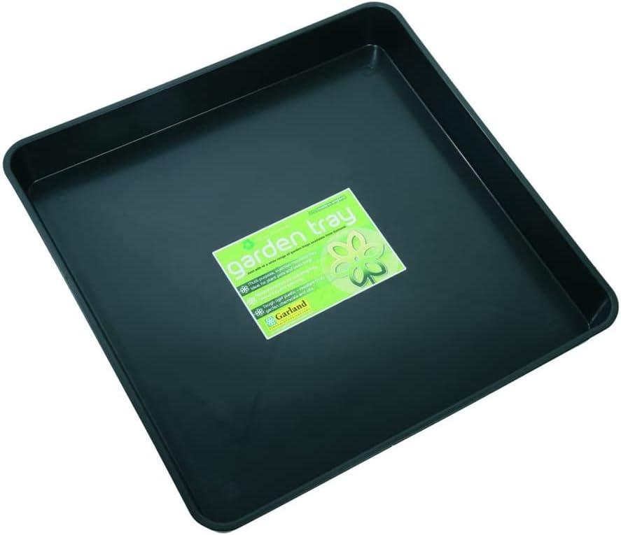 Tierra Garden Square Tray, Durable 1-Piece Drip and Potting Tray for Mixing, Growing and More, 23.5 x3x23.5 (Black)