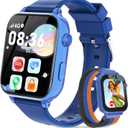 4G Kids Smart Watch with GPS Tracker, Video Call & Texting, Smart Watch for Kids with SIM Card, SOS, School Mode, HD Camera, Pedometer, Kid Watch Gift for Boys Girls Age 4-12, Bule