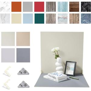Double Side 8PCS Photography Backdrop Papers and 2PCS 24x24in Photo Backdrop Boards, 2 Brackets and 2 Clips, Multiple Background Scenes for Food Makeup Jewlery INS Product Photo Shooting (16 Pattern Papers and 4 Pattern Boards)