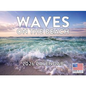 Ocean Waves Calendar 2026 Beach Monthly Wall Calender 12 Month | American Made In The USA