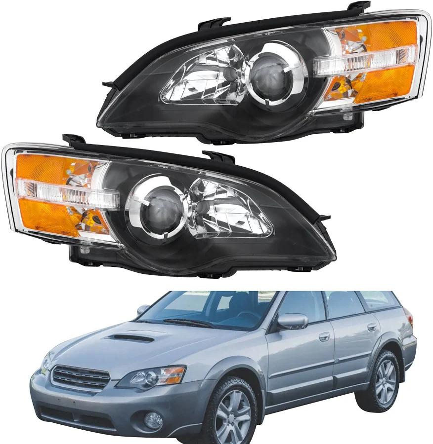labwork Headlight Assembly Replacement for Legacy Outback 2005-2007 Headlights Halogen Black Projector Set Driver and Passenger Side