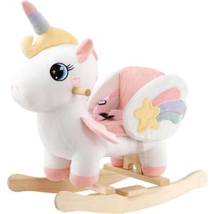 FUNLIO Unicorn Baby Rocking Horse, Rainbow Fairy Unicorn Rocking Horse for Toddlers 6 Months to 3 Years, Stuffed Ride-on Animal Rocker, Easy to Assemble, CE & CPC Certified, Large