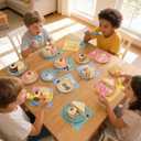 96Pcs Pet Dog Birthday Party Decorations, Disposable Puppy Themed Party Tableware Supplies with Paper Plates Napkins, Pet Dinnerware Decoration Set for Birthday Table Decor