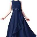Little Juniors Girl Long Bridesmaid Dress Wedding Flower Girls Formal Pageant Party Dresses Chiffon Sleeveless, Size 160