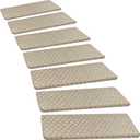 PURE ERA Bullnose Carpet Stair Treads Tape Free Non-Slip Indoor Stair Protectors Pet Friendly Stair Treads for Wooden Steps 9.5" x 30"(14 Pieces,Cream Gray Mini-Diamond Trellis), 14 Pieces with Bullnose