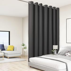 BONZER Extra Wide Room Divider Curtain Total Privacy Wall Grommet Top Thermal Insulated Blackout Curtains for Slide Window, 96L x 150W Inch (8L x 12.5W ft), 1 Panel, Dark Grey