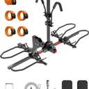 PAULINN Ebike Rack for Tow Hitch, Heavy Duty 2 Bike Folding Bicycle Car SUV Racks for E Bike,Fat Tire and Standard, 2" Hitch Receiver, 200 LBS