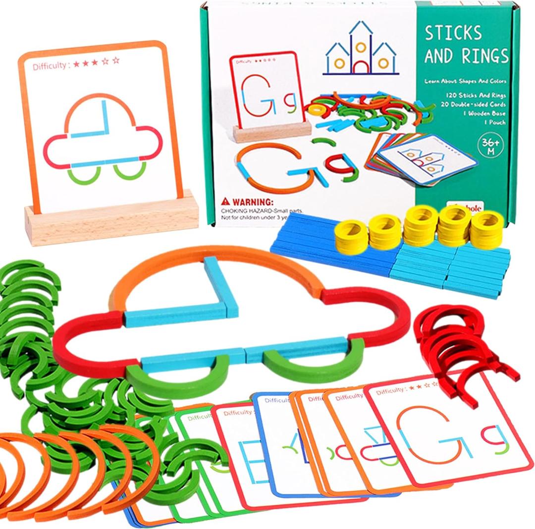 puzgic Stem Kids Toys for Creative Learning Building Educational Resources Kids Toy for Preschool and Kindergarten 3 4 5 6 Years Old Boys and Girls Brain Teaser Smart Sticks Toys