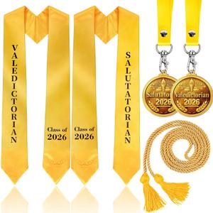 5Pcs Graduation Stole Class of 2026 Sash with Grad Award Medal Honor Cord