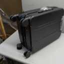 LUGGEX Carry On Luggage 22x14x9 Airline Approved, FLO5 Expandable Polycarbonate Suitcase with Front Pocket (FX-Core, Black, 20 Inch), 20 Inch-ext