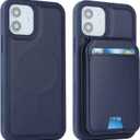 iCoverCase Wallet Case for iPhone 12/12 Pro Compatible with MagSafe, Magnetic Detachable Card Slots Holder PU Leather Kickstand Wireless Charging Case 6.1 Inch (Dark Blue)