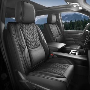 Car Seat Covers for Dodge Ram 1500/2500/3500 Crew Regular Quad Cab 2011-2026, 4-Layer Waterproof Leather, Truck/Pickup Seat Covers Full Set, Ram Accessories, Black