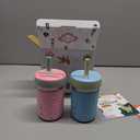 Tronco [2 Pack] 10 oz 2-in-1 Stainless Steel Kids Tumbler Cups with Silicone Sleeves, Spill-Resistant Flexible Straws & Storage Lids, BPA-Free Smoothie and Snack Cups, Dishwasher Safe (Peach Pink/Sky Blue)