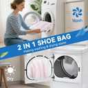 2 x 2-in-1 Shoe Dry Bag for Sneaker Dry & Wash, Dual-zone Sneaker Dryer Bag w/Elastic Straps, Door Shoe Laundry Bag for Washer & Dryer, Shoes Cleaning Thickened Mesh Laundry Bag for Home Travel Essentials