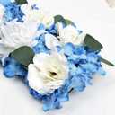Wedding Arch Decorations, 18 inch Pack of 6 Artificial Flower Table Centerpieces Floral Arrangement for Wall Backdrop Party Bridal Shower Event Decor - White & Blue