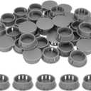 uxcell 50pcs Nylon Plastic Hole Plugs, 1"(25mm) Round Drill Screw Hole Plugs Covers Knockout Locking Plastic Plugs Insert End Caps for Kitchen Cabinet Furniture, Deep Grey