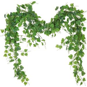 RECUTMS Artificial Vines Ivy Garland 2Pcs 6Ft Fake Hanging Vine Plants Faux Green Grape Leaves Greenery Indoor Outdoor Home Office Garden Wedding Jungle Beach Birthday Party Arch Table Spring Decor