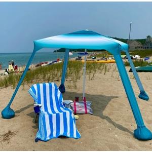 AMMSUN 6.2'×6.2' Beach Cabana Tent with Side Wall UPF 50+ Easy Setup Canopy Shade,Gradient Blue