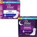 Poise Incontinence Pads & Postpartum Incontinence Pads for Women Bundle: 7 Drop Ultra Absorbency, Long Length, 78ct and 8 Drop Overnight Absorbency, Extra-Coverage Length, 72ct