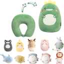 Kids Travel Pillow - 2-in-1 Deformable Kids Neck Pillow for Traveling, Soft U-Shaped Pillow with Adorable Animal Design, Comfy Sleep and Play, Ideal for Airplanes Travel - Dinosaur