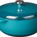 Lodge 7.5 Quart Enameled Cast Iron Dutch Oven with Lid  Dual Handles  Oven Safe up to 500 F or on Stovetop - Use to Marinate, Cook, Bake, Refrigerate and Serve  Lagoon