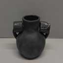 SIDUCAL Rustic Ceramic Farmhouse Flower Vase with 2 Handles, Terracotta Vase, Decorative Pottery Flower for Home Decor, Table, Wedding, Living Room, Shelf Decor, 7.3 Inch, Black Bronze