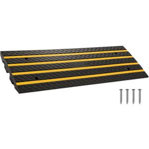 Garvee 1 Pack 48" Rubber Car Driveway Curb Ramp 33000 LBS Load Capacity | Heavy Duty Low Profile Slope Ramps with Reflective Safety Strips for Vehicles, RVs, and Wheelchairs