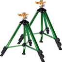 Biswing Impact Sprinkler Head on Tripod Base, Heavy Duty Lawn Sprinklers, 360 Degree Large Area Irrigation, Brass Sprinkler Nozzle & Solid Alloy Metal Extension Legs Flip Locks, 2 Pack