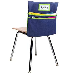 Auchq Chairback Buddy Pockets Chart with 2 Heavy Duty Storage Pocket,School Supplies,Standard Denim Storage Organizer for Classroom Chair (Green)