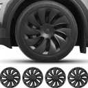 Matte Black 19 Inch Hubcaps for 2026 Tesla Model Y Juniper, Full Coverage Wheel Covers, Snap-On Rim Protectors, Durable ABS Replacement for Tesla 19 Stock Wheels, Anti-Scratch & Secure Fit
