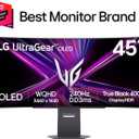 LG 45GX950A-B 45-inch Ultragear 5K2K WUHD (5120 x 2160) OLED Curved Gaming Monitor, Dual-Mode, 165Hz, 0.03ms, NVIDIA G-Sync, AMD FreeSync Premium Pro, HDR True Black 400, USB Type-C 90W, DP2.1