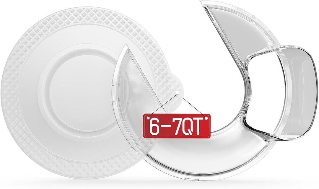 Pouring Shield Compatible with Kitchenaid 6, 7QT Bowl-Lift Stand Mixers, Splash Guard for 6-7 Quart Stainless Steel Mixer Bowl-Lift Stand Mixers with Extra Mixer Bowl Cover (6-7QT)