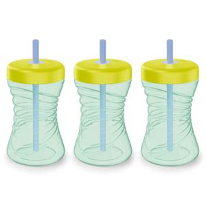 NUK Fun Grip Straw Cup, 3-Pack - Toddler Sippy Cup with Straw for Easy Drinking, Suitable for Ages 8 Months and Up