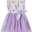 Girls Sleeveless Dress Toddler Bunny Tutu Sundress Casual Party Dresses (Purple)