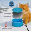 Heated Water Bowl for Dog Cat, Outdoor Warming Animals Bowl with Chew Resistant Power Cord, Waterproof Heat Pet Bowl Smart Uniform Heating in Winter Antifreeze for Chicken Duck,108 fl oz