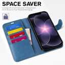TUCCH Wallet Case for iPhone 17e, Case for iPhone 16e, Magnetic PU Leather Kickstand Flip Cover 4 Card Slot Shockproof TPU Inner Shell, [RFID Blocking] Folio Cover for iPhone 17e/16e 6.1", Light Blue