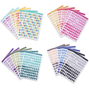 2400 Pieces Small Colorful Vinyl Letter Stickers, 24 Sheets Self-Adhesive Mini Alphabet Stickers, 0.5 inch Numbers Letters Labels DIY Crafts Art Making, Used for Cards, Notebook Decor
