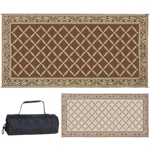 Stylish Camping 119187 9-feet by 18-feet Reversible Mat, Plastic Straw Rug, Large Floor Mat for Outdoors, RV, Patio, Backyard, Picnic, Beach, Camping (Brown/Beige)