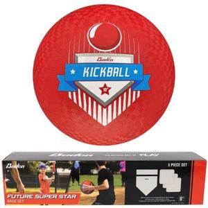 Baden Future Super Star Base Set with 10” Kickball – Durable Throw-Down Bases & Heavy-Duty Playground Ball for Field Day Fun (Base Set + Kickball)