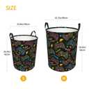Jbofyee Gaming Joysticks Laundry Hamper Bag With Waterproof Liner - Video Game Controller Round Laundry Basket Foldable Clothes Storage Organizer For Bathroom Bedroom Nursery Dorm, S-16.5"X 13.8"