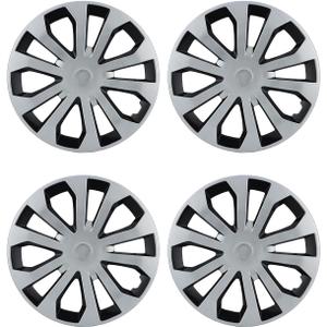 ABX Hubcaps,16 inch hubcaps Set of 4, Wheel Rim Cover ABS Material, Snap On Car Truck SUV Replacement, for Toyota Camry Nissan Mazda etc (DD Black & Silver, 16 inch)