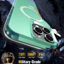 Oterkin Magnetic for iPhone 16 Pro Max Case Compatible with MagSafe [Foldable Invisible Stand][Tempered Glass Screen Protector & Camera Lens Protector] 15FT Military Dropproof Case (Green)