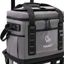 TOURIT Portable 50-Can Collapsible Rolling Soft Cooler with 29L Space & Reinforced All-Terrain Cart with Wheels Easy Transportation, Large Leakproof Travel Beach Ice Chest for Grocery Shopping