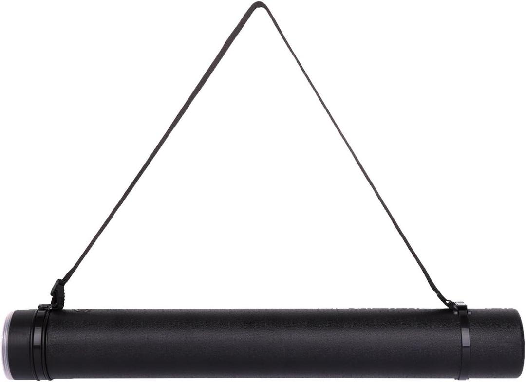 TRANSON Durable Poster Storage Tube with Straps 24"-40" Extendable for Blueprints, Artwork, Maps, Posters Color Black