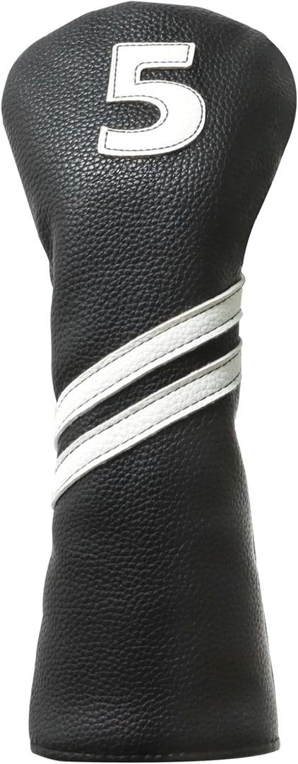 Golf Club Covers,4pcs or 1pc Golf Headcovers for Woods and Driver Fairway Hybrids Women Men - Premium PU Leather with Interchangeable Tags & Magnetic Blade and Mallet Putter Covers