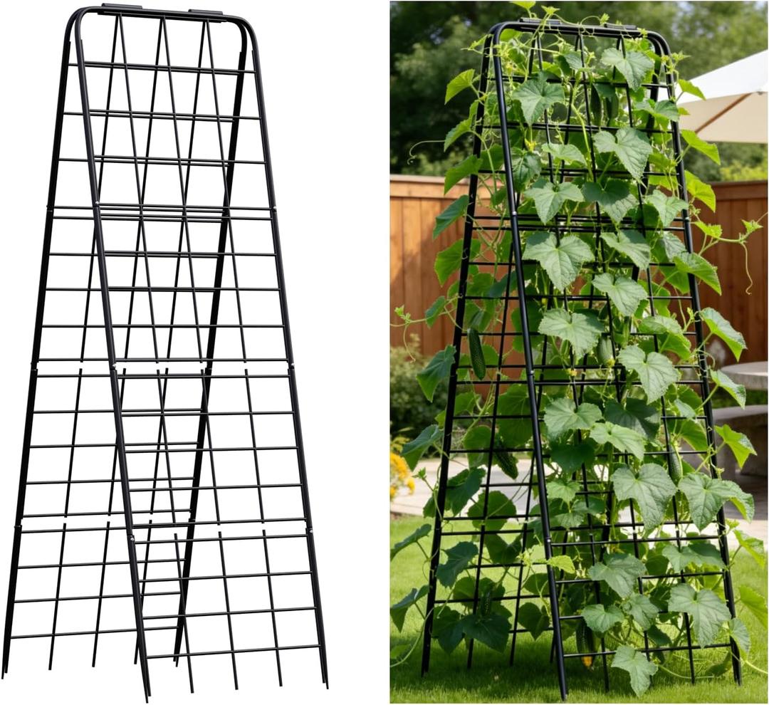 Heavy Duty Trellis for Climbing Plants, 59"x19.68" Adjustable Height Steel Cucumber Trellis, Powder Coated Metal Garden Trellis for Raised Beds,Tomatoes, Cucumbers & Outdoor Vines, 59"x19.68" - 1 Pcs