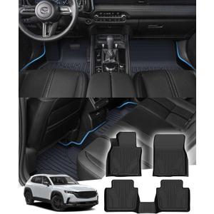 Sunsdrew Floor Mats for 2023-2025 2026 Mazda CX-50 (Not for Hybrid), All Weather Car Mats Front Rear 2 Rows Floor Liners CX50 Accessories TPE Rubber Raised Edge