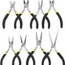 Mini Pliers Set, 8pcs Long Nose Pliers with Comfort Grip Handles for Making Crafts, Electronic Repairing & Jewelry, Multi Purpose Jewelry Making Tools, DIY Nippers Repair Tool Kit