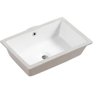 21in Undermount Bathroom Sink Rectangular, 18.5" x 11.8" (internal) Vessel Sink Rectrangle Undermount Bathroom Sink White Ceramic Lavatory Vanity Vessel Sink with Overflow