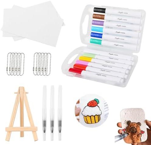 2 Pack Christmas Magic Puffy Paint,3D Drawing Magic Canvas Sponge, Puffy Popcorn Drawing Texture Painting Kit, DIY Bubble Drawings Pens for Painting,Art, with 10 Foam Paint Paper and 12 Markers (1 Set)